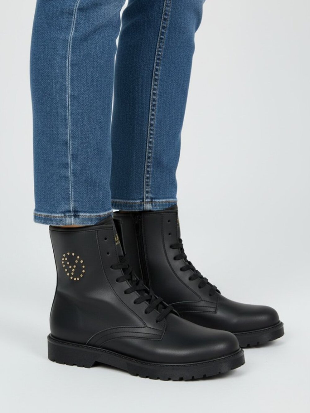 Valentino Black Leather High-Top Lace-Up Boots. Sz: 9